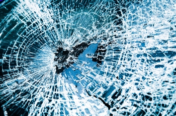Cracked up windshield after a crash