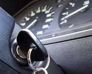 Picture of a Car Interior With Keys in Ignition