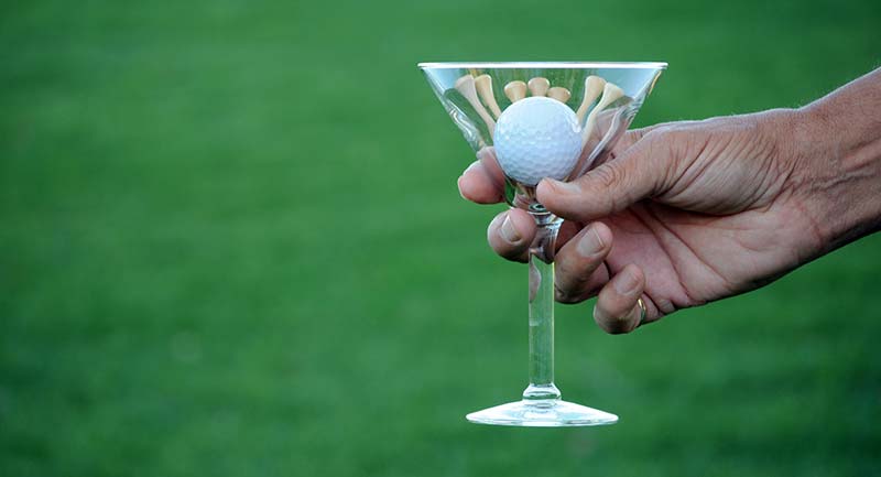 Golf Ball & Tees in Martini Glass